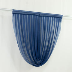 4ft x 4ft Sheer Chiffon Backdrop Valance Drapes – Navy Blue Curved Swag Topper Panel