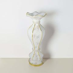 40" Shimmering Gold Glittered Marble Design Flower Pot Vase With Pearls and Mirror Mosaic Embellishment