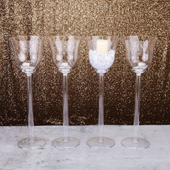4 Pack 18" Cup Flower Fillable Stem Clear Plastic Centerpiece Vases